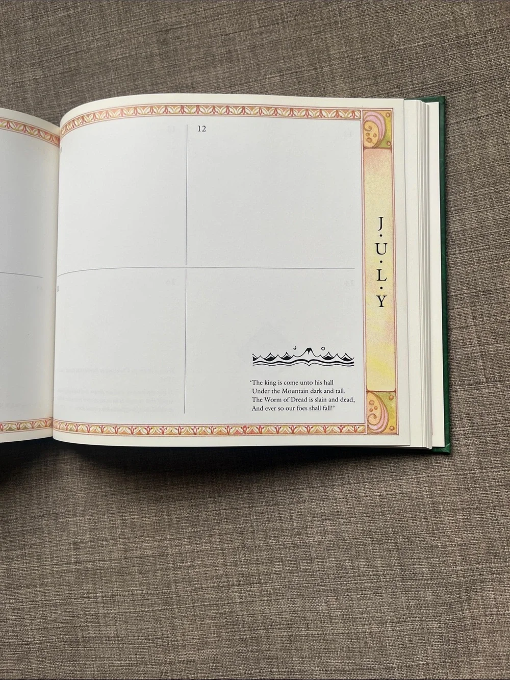 Tolkein Book of Days Daily Calendar Task Journal Lord of the Rings